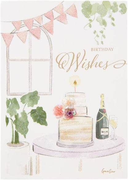 Cake & Champagne Birthday Card