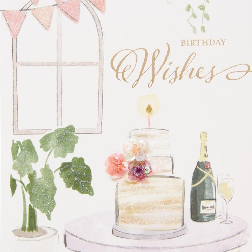 Cake & Champagne Birthday Card