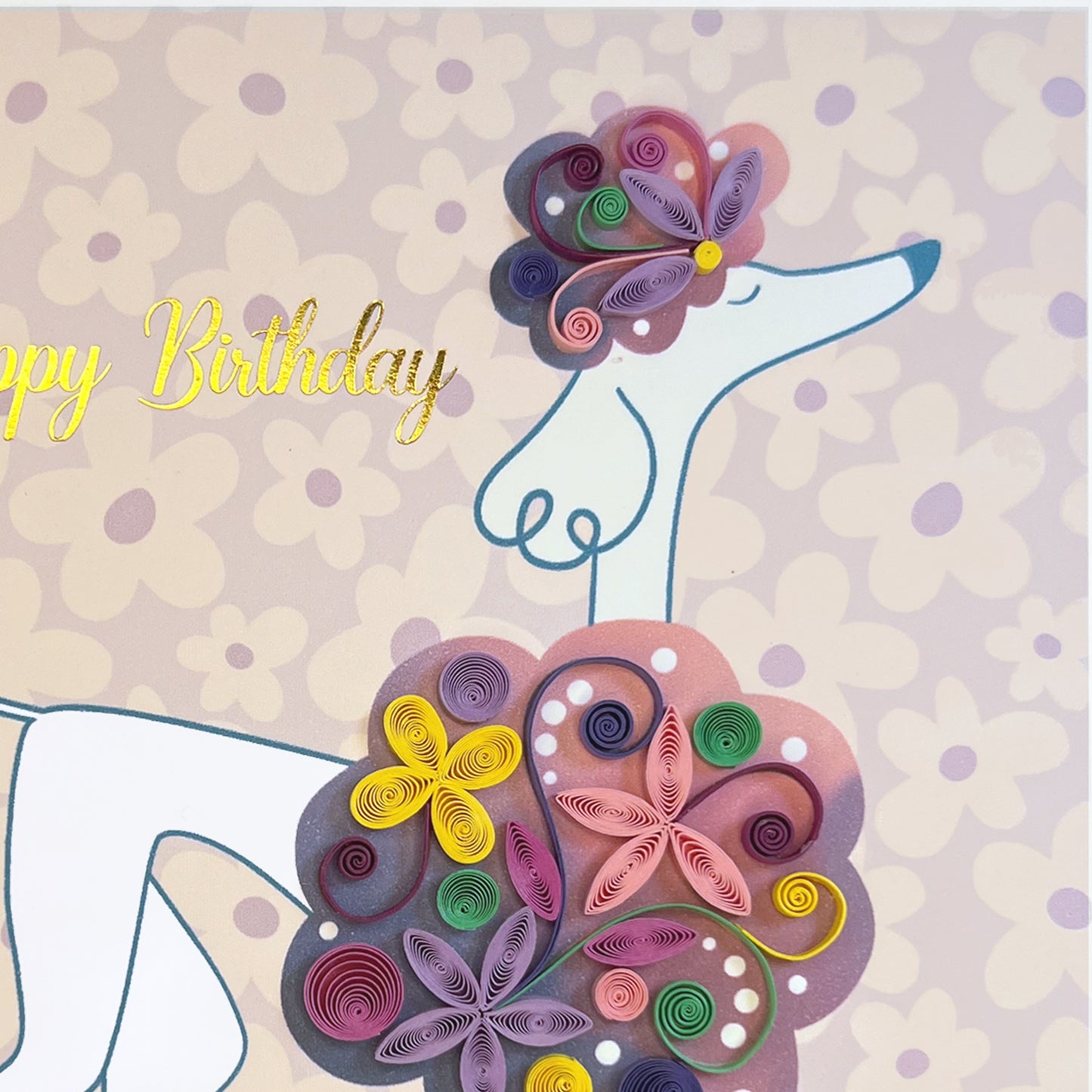 Quilled Poodle Birthday Card