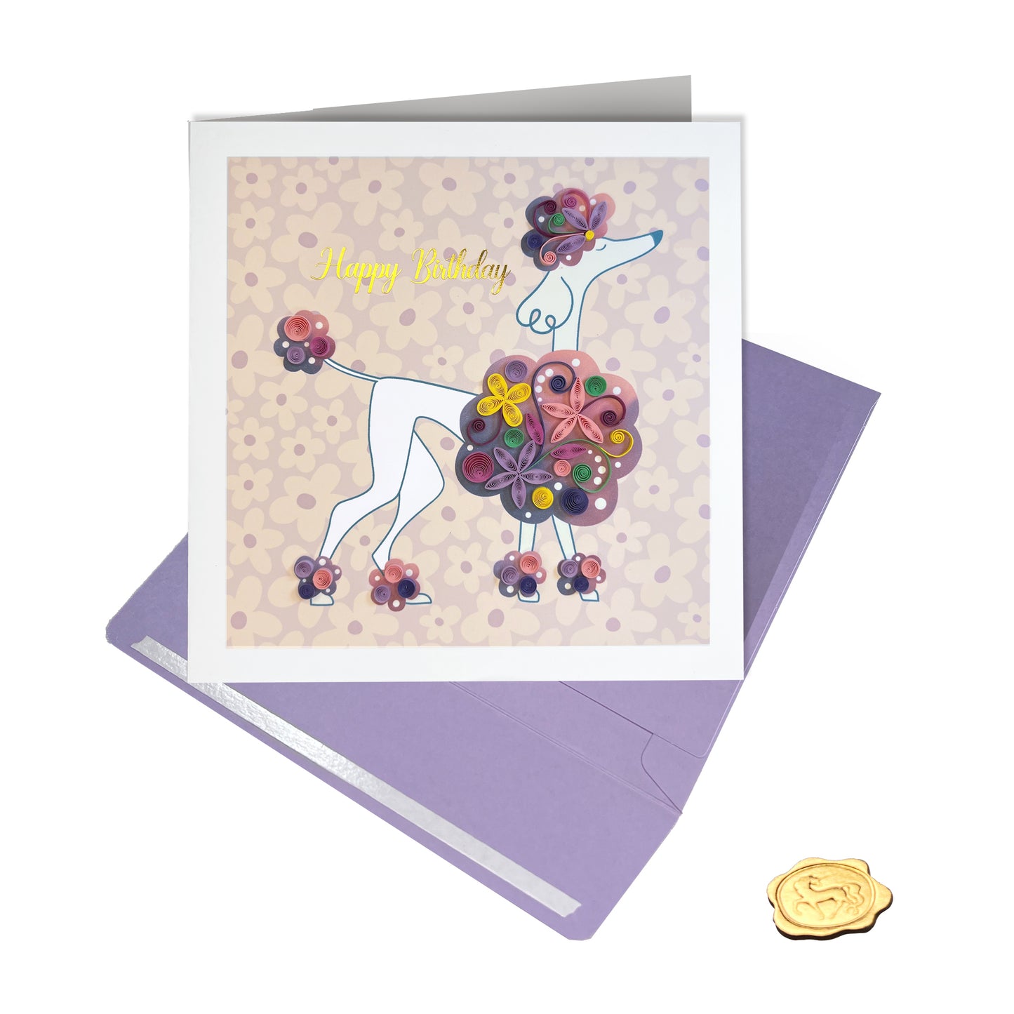Quilled Poodle Birthday Card
