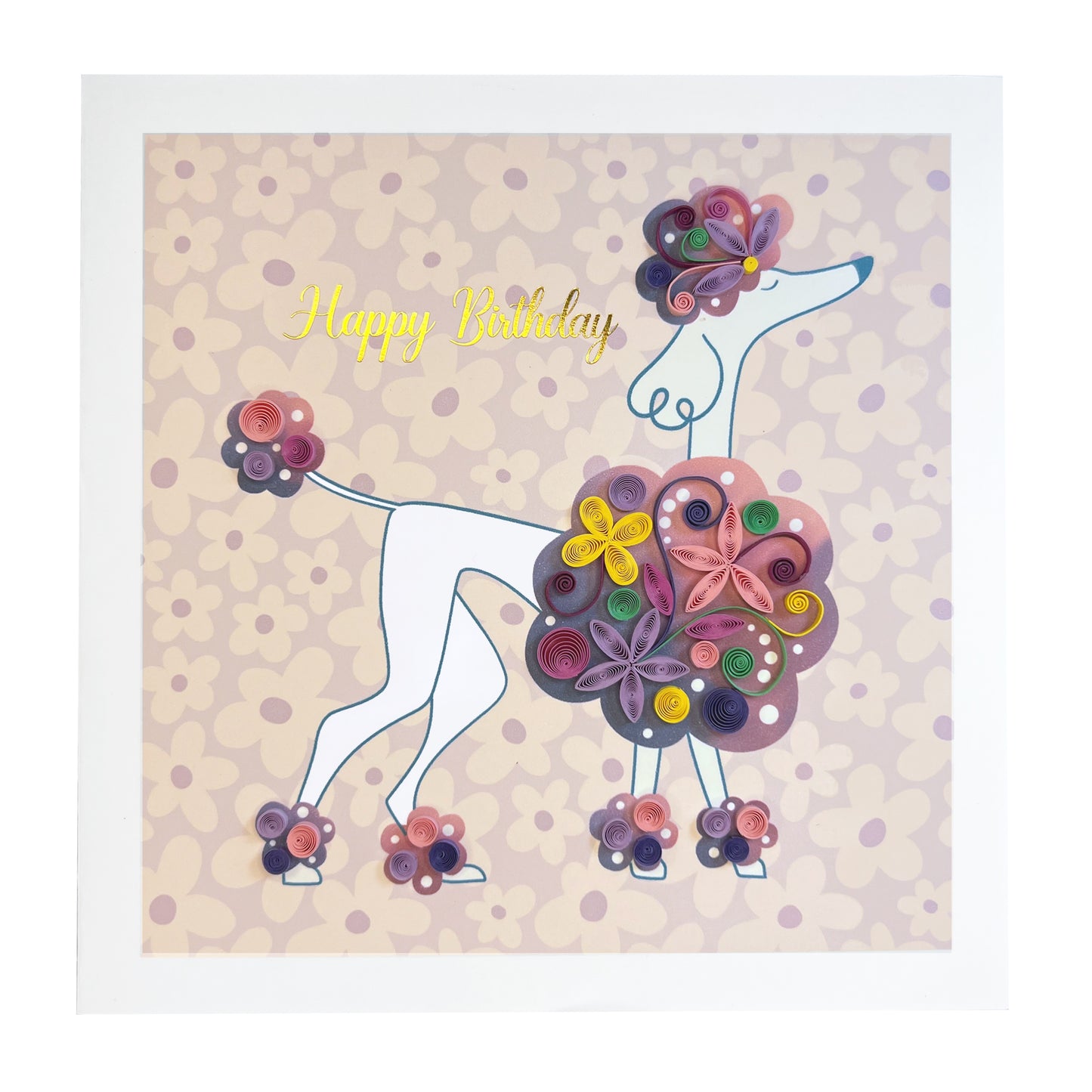 Quilled Poodle Birthday Card