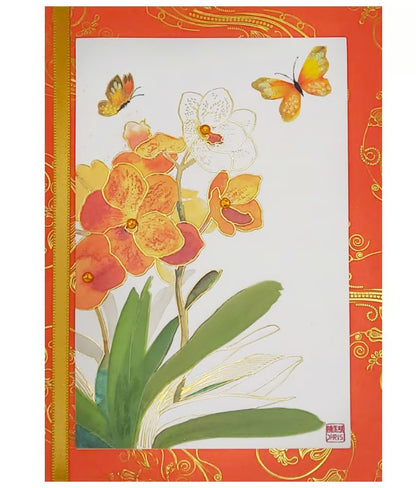 Orange Orchid Birthday Card