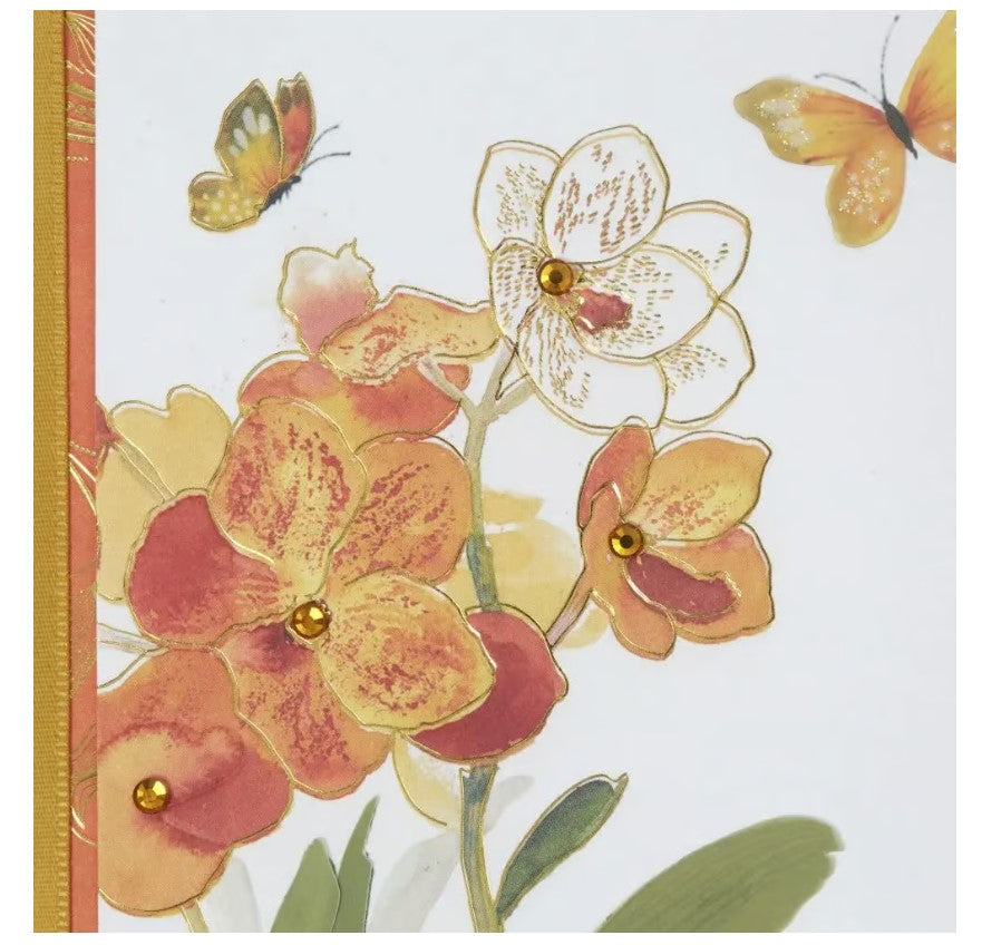 Orange Orchid Birthday Card