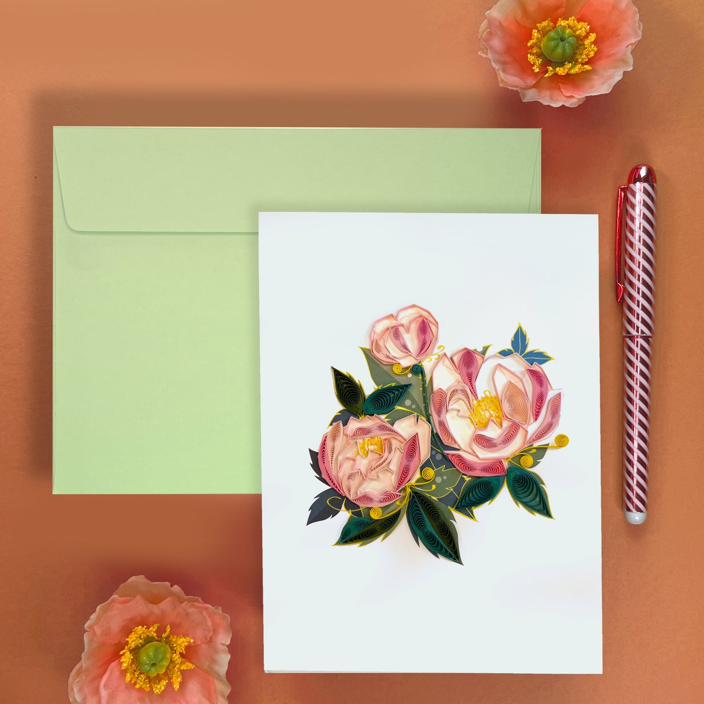 Quilled Floral Origami Birthday Card