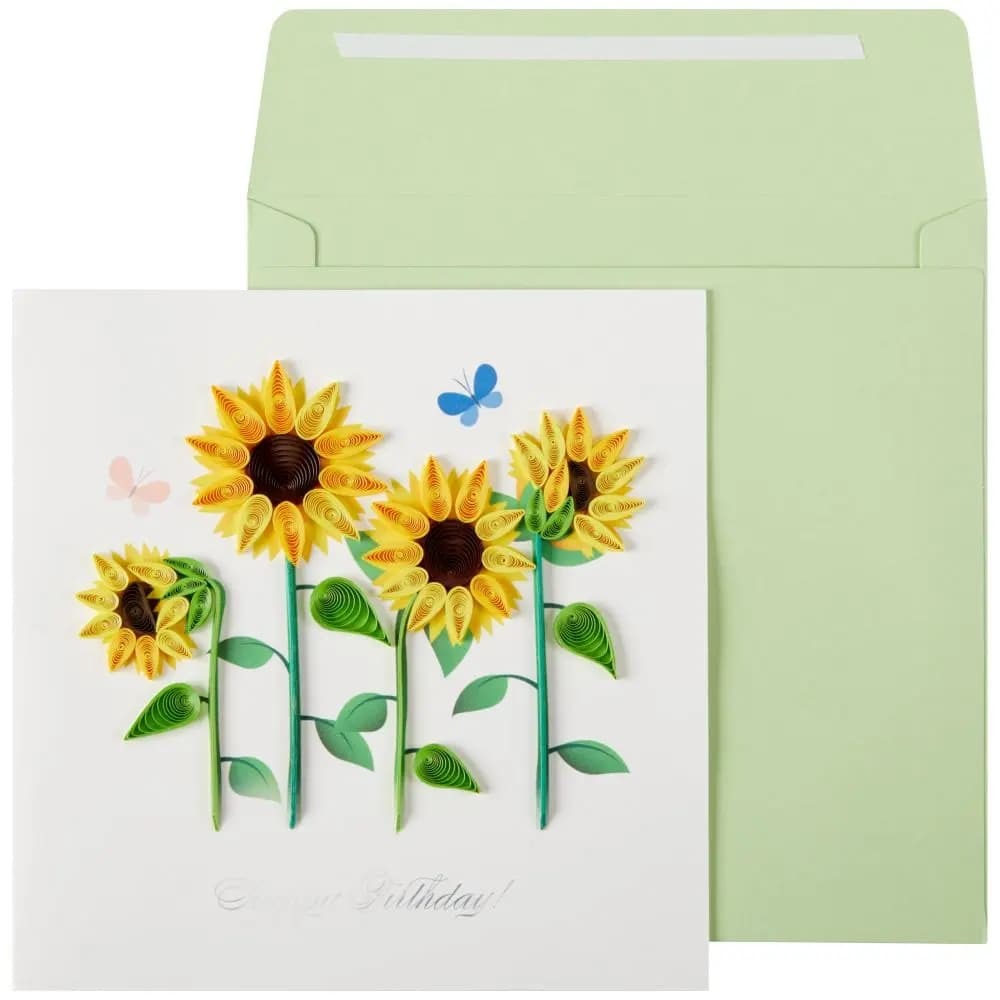 Quilled Four Sunflowers Birthday Card