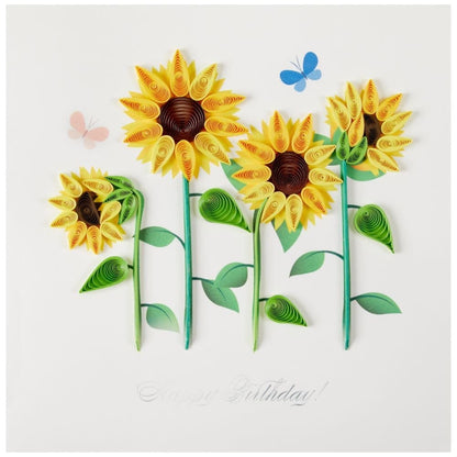 Quilled Four Sunflowers Birthday Card