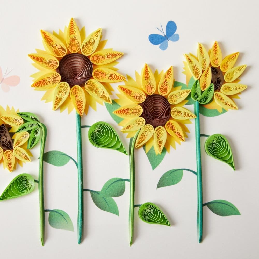 Quilled Four Sunflowers Birthday Card
