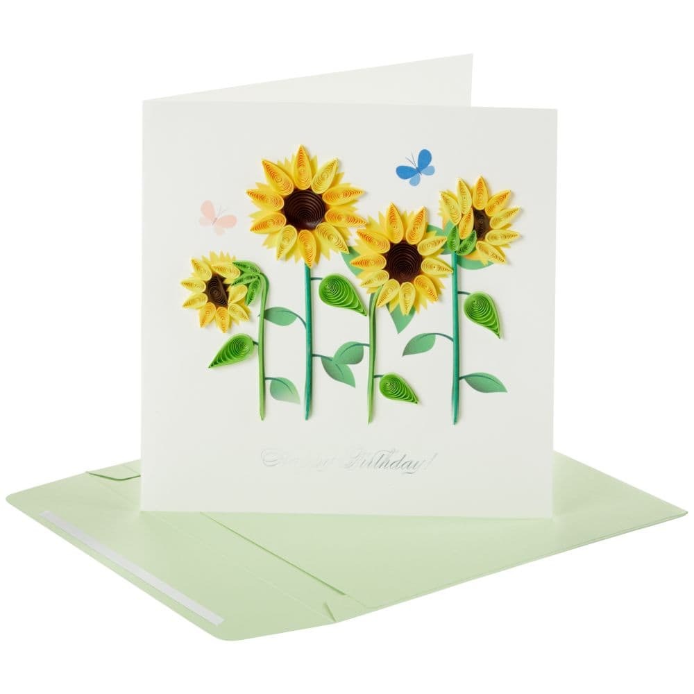 Quilled Four Sunflowers Birthday Card