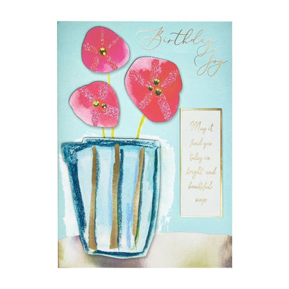 Flowers Vase and Lettering Birthday Card