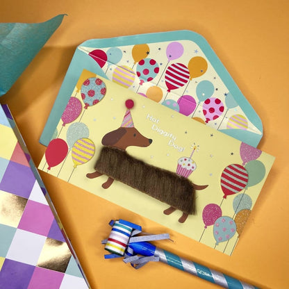 Long Haired Dachshund Birthday Card