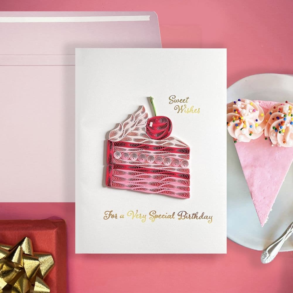 Quilled Cake Slice Birthday Card