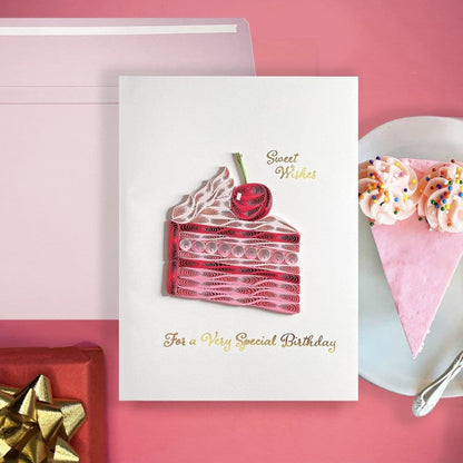 Quilled Cake Slice Birthday Card