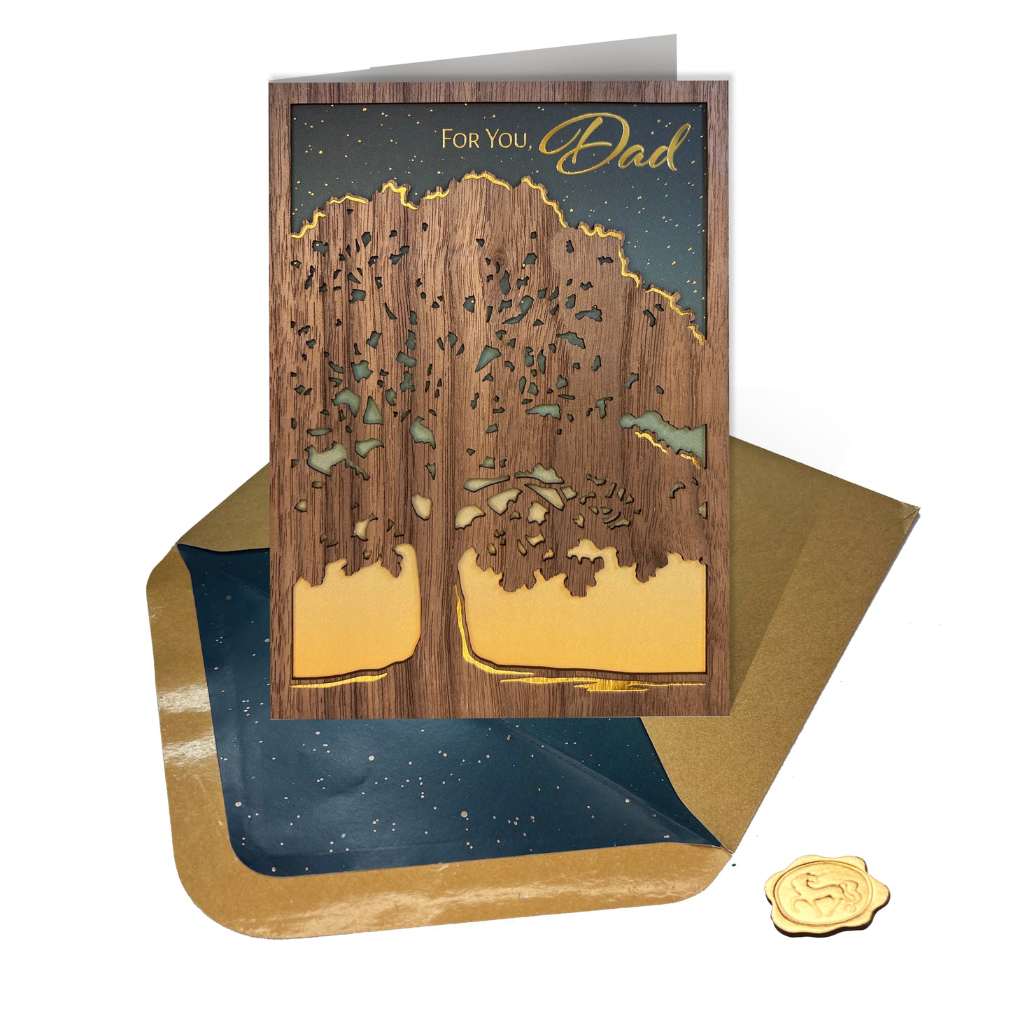 Lasercut Oak Tree Dad Birthday Card