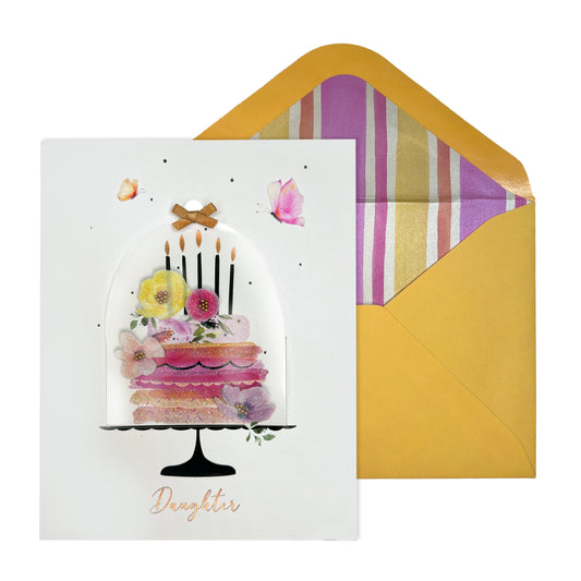 Cloche with Cake Daughter Birthday Card