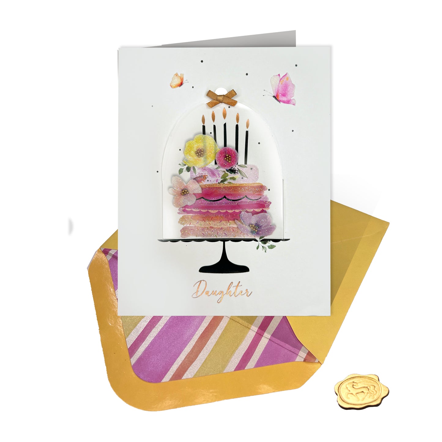 Cloche with Cake Daughter Birthday Card