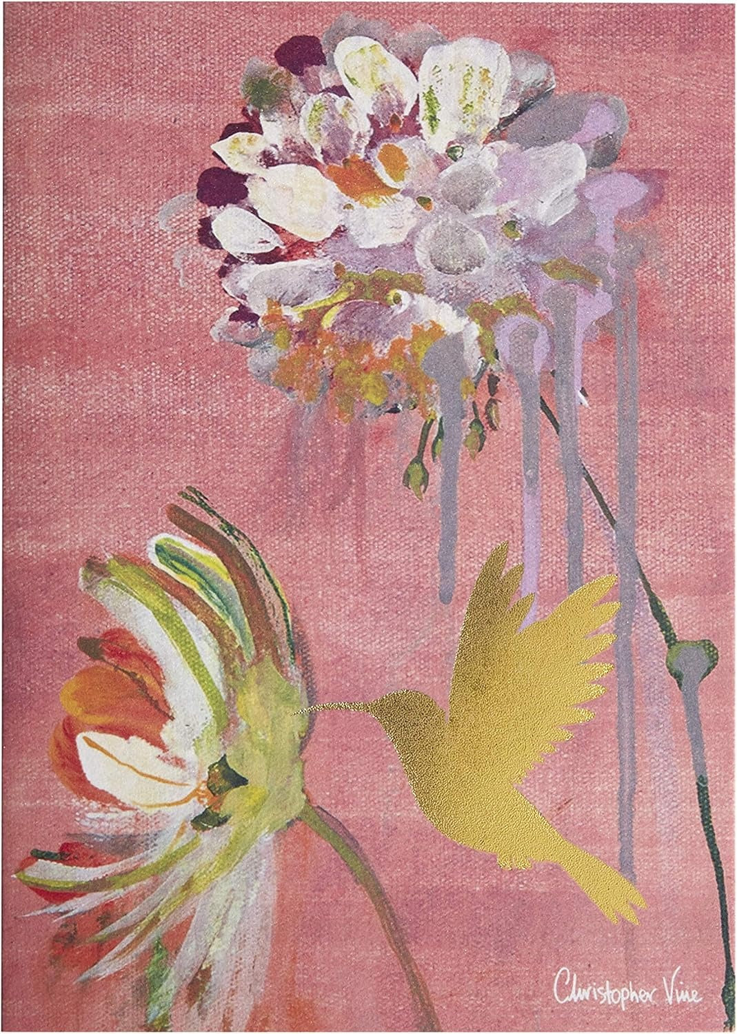 Two Flowers And Hummingbird Blank Card