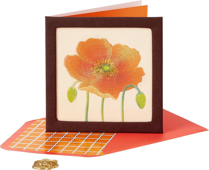 Embroidered Poppy Blank Card
