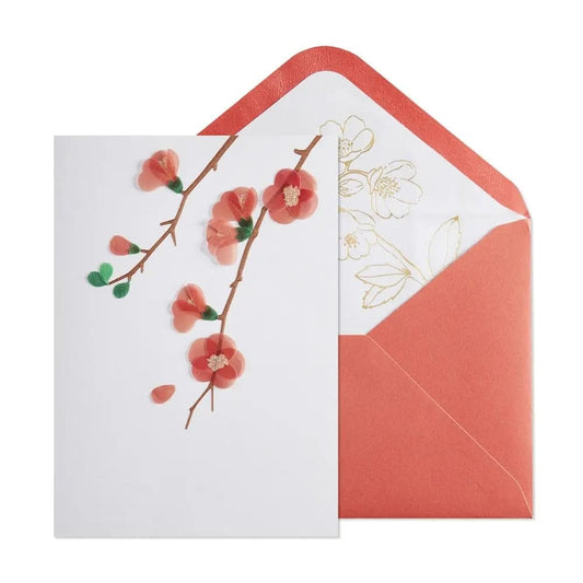 Vellum Quince Branches Blank Card