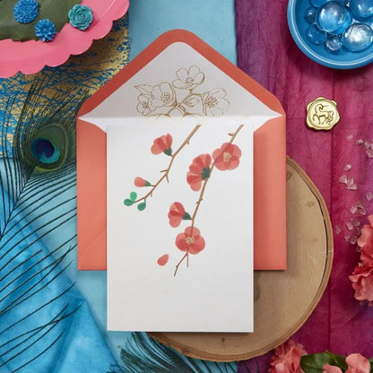 Vellum Quince Branches Blank Card