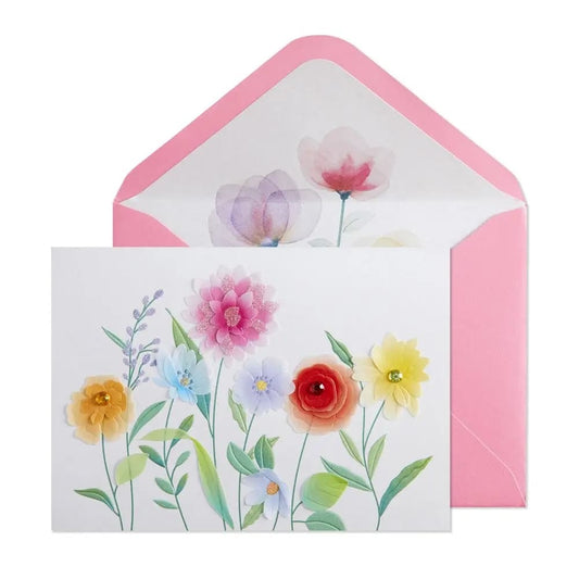 Vellum Growing Flowers Blank Card