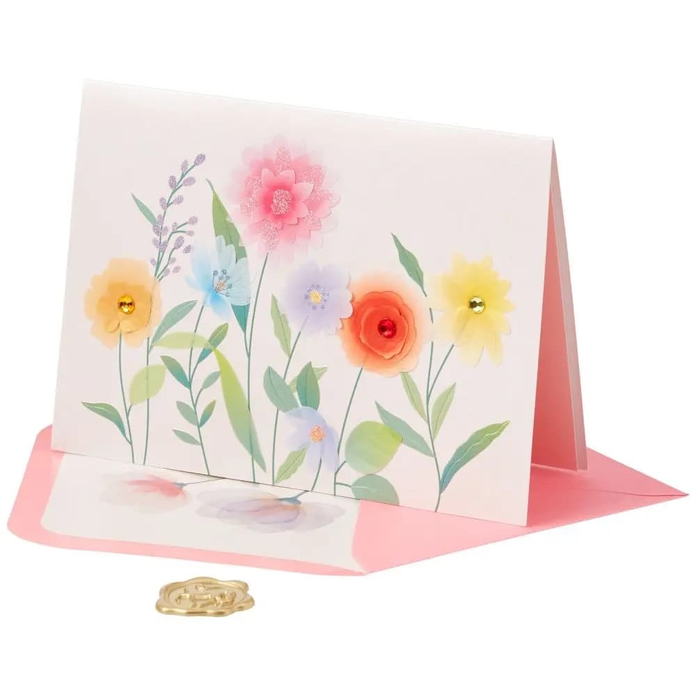 Vellum Growing Flowers Blank Card
