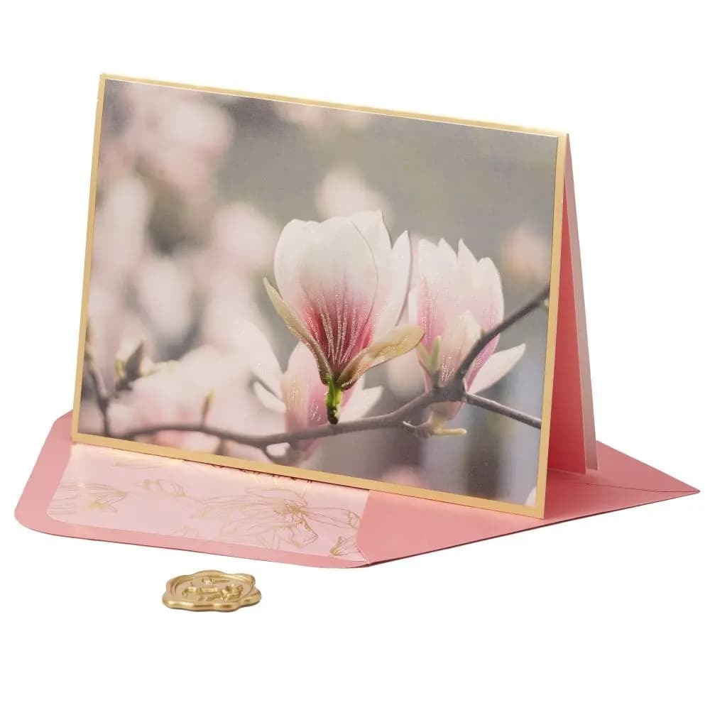 Vellum Magnolia Branch Blank Card