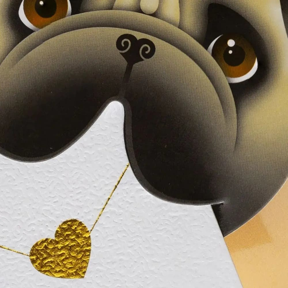 Pug with Letter Blank Greeting Card