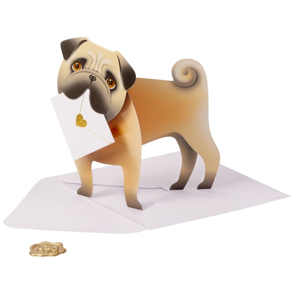 Pug with Letter Blank Greeting Card