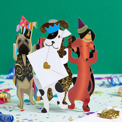 Dogs with Party Hats Blank Card
