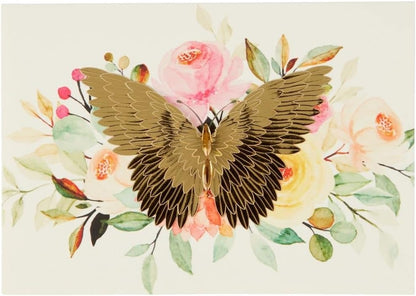 Gold Butterfly on Flowers Blank Card
