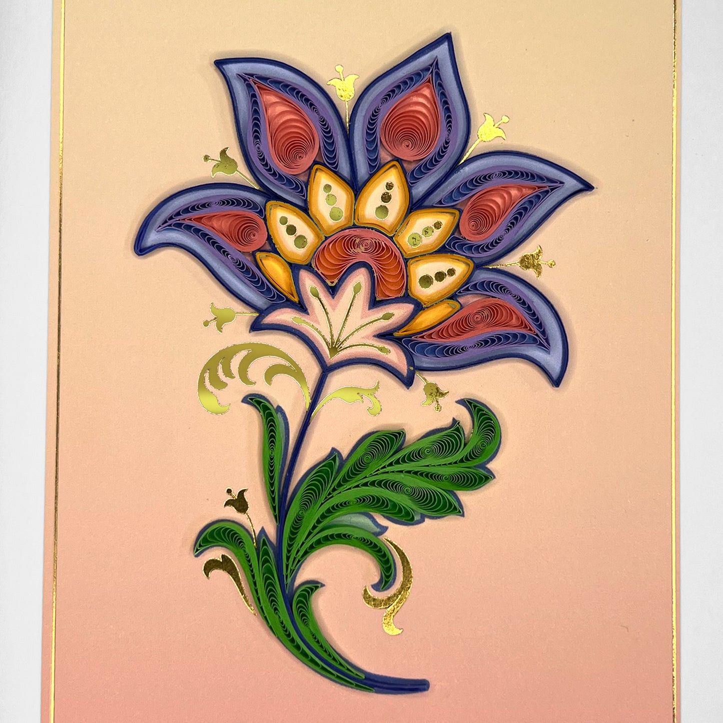 Quilled Jacobean Flower Card Blank Card