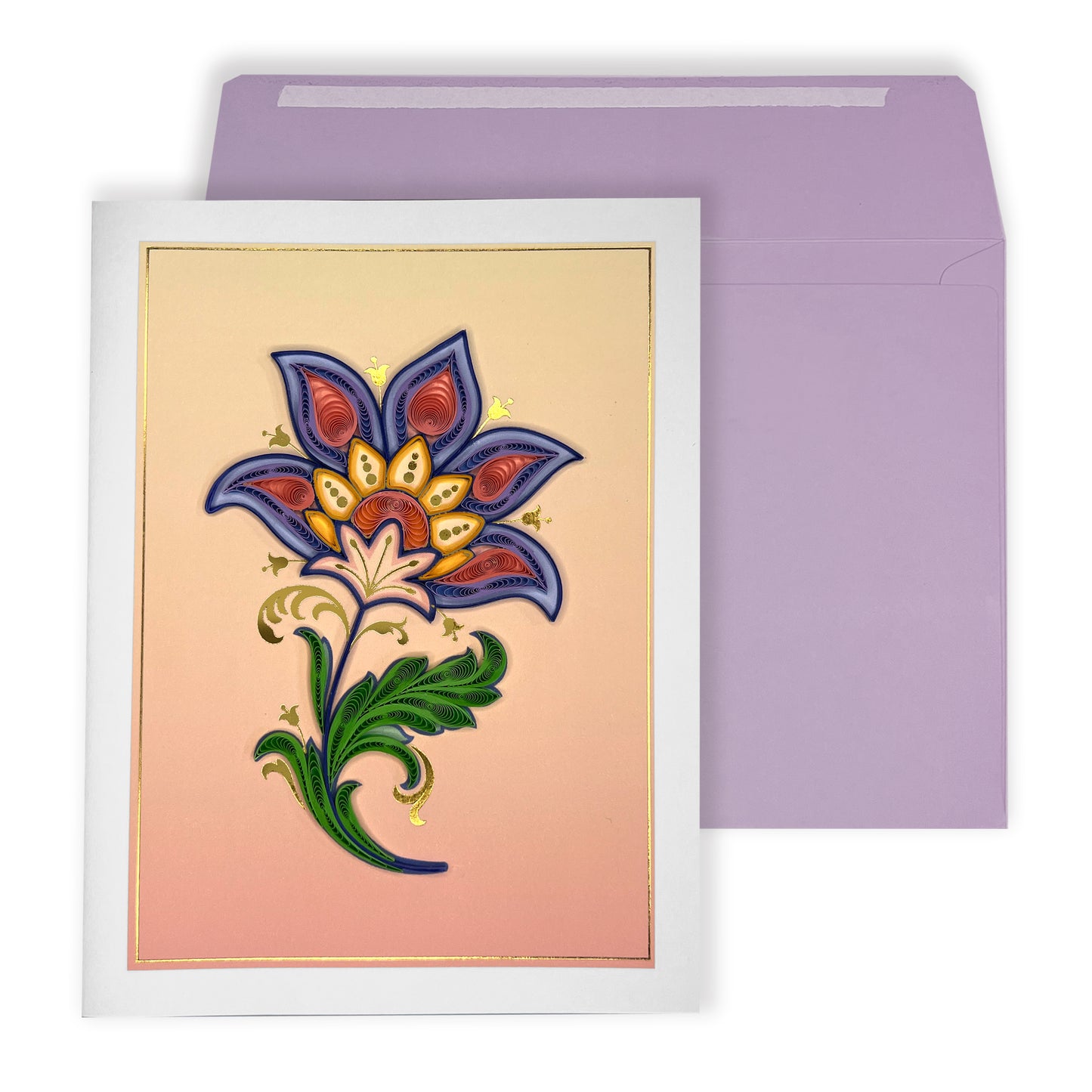 Quilled Jacobean Flower Card Blank Card