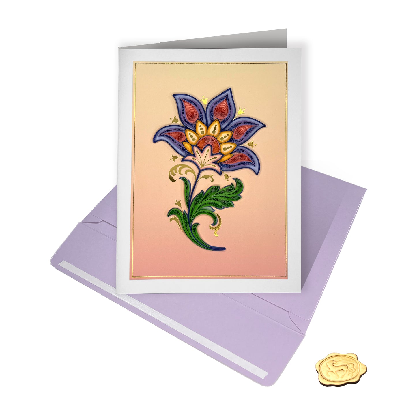 Quilled Jacobean Flower Card Blank Card