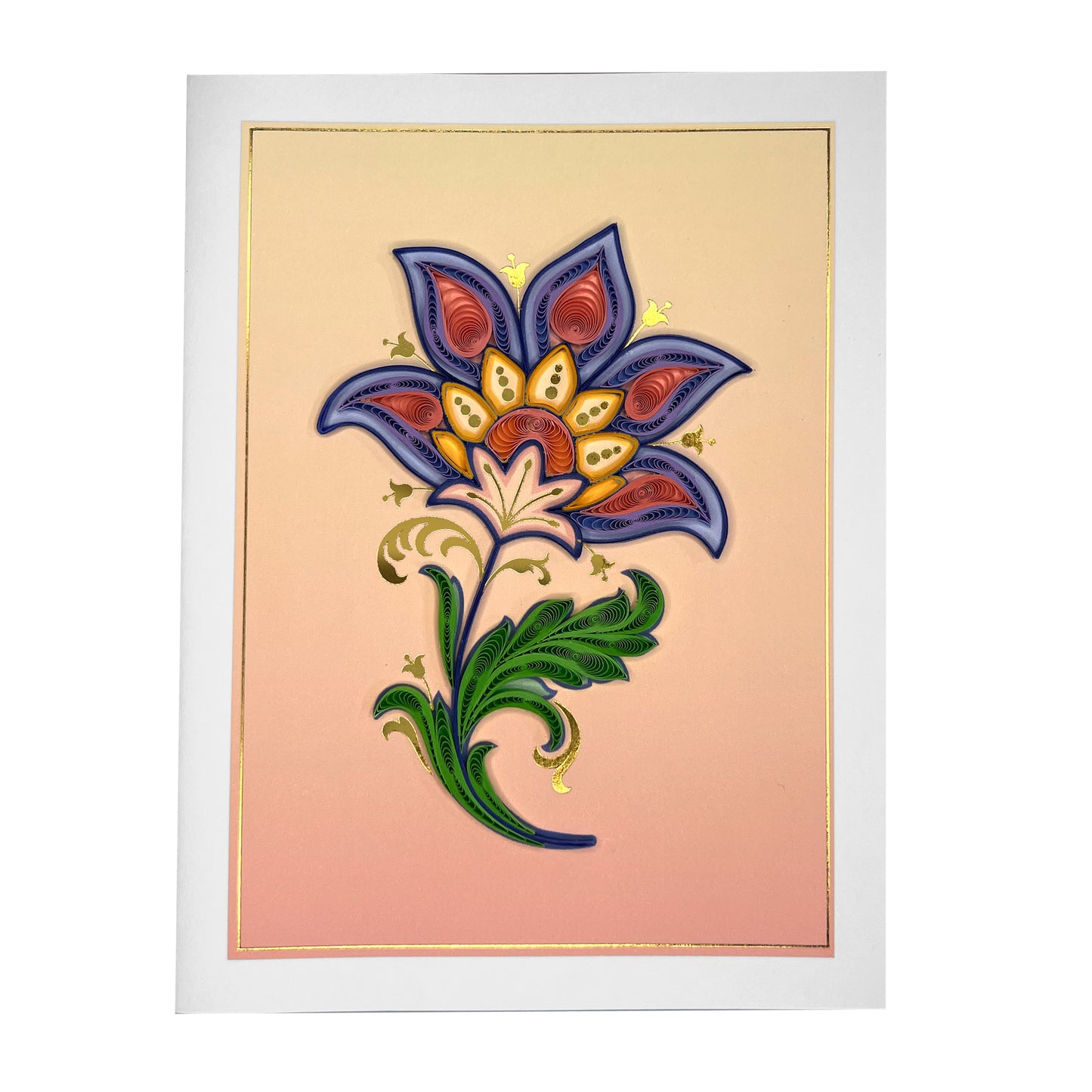 Quilled Jacobean Flower Card Blank Card