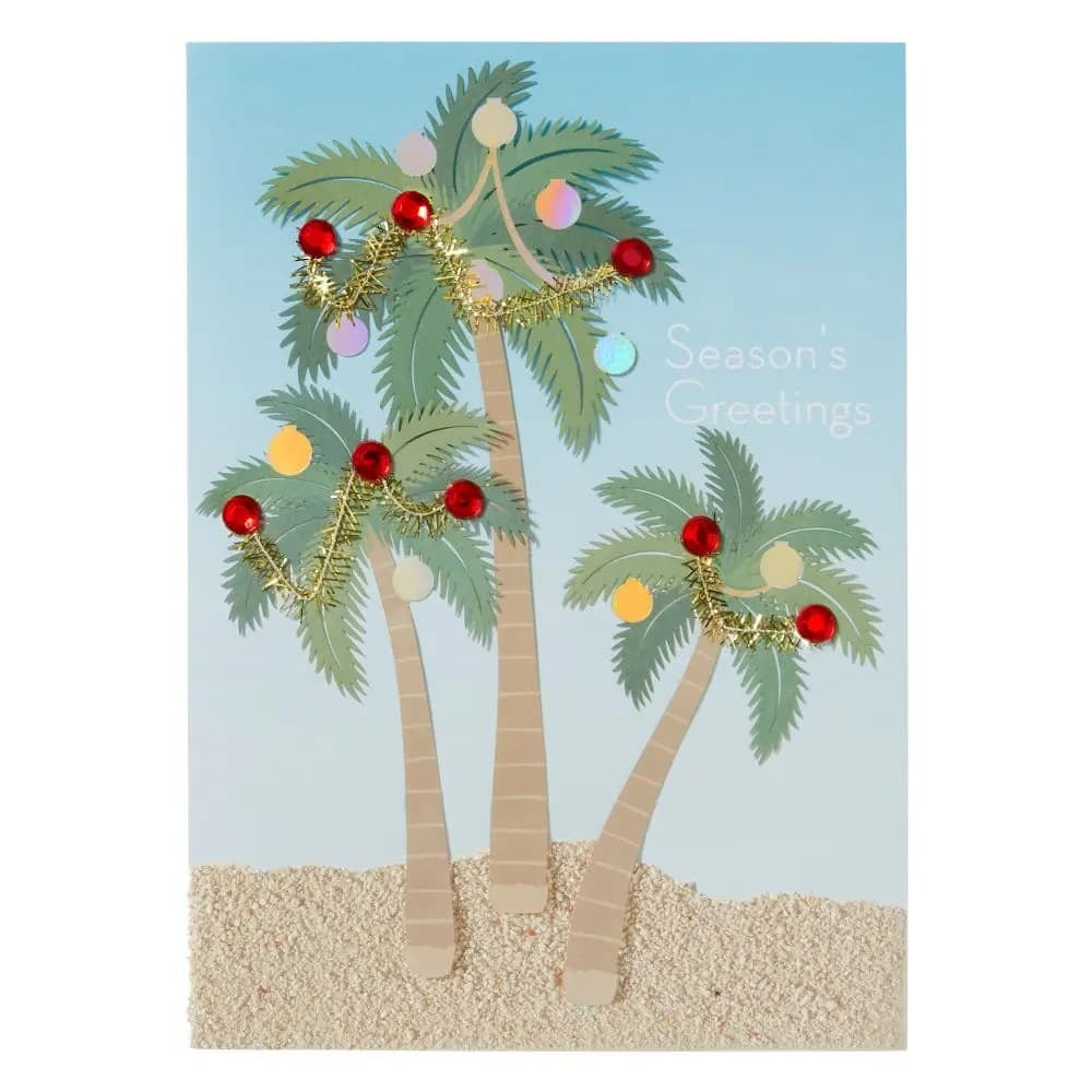 Palm Trees and Ornaments Christmas Card