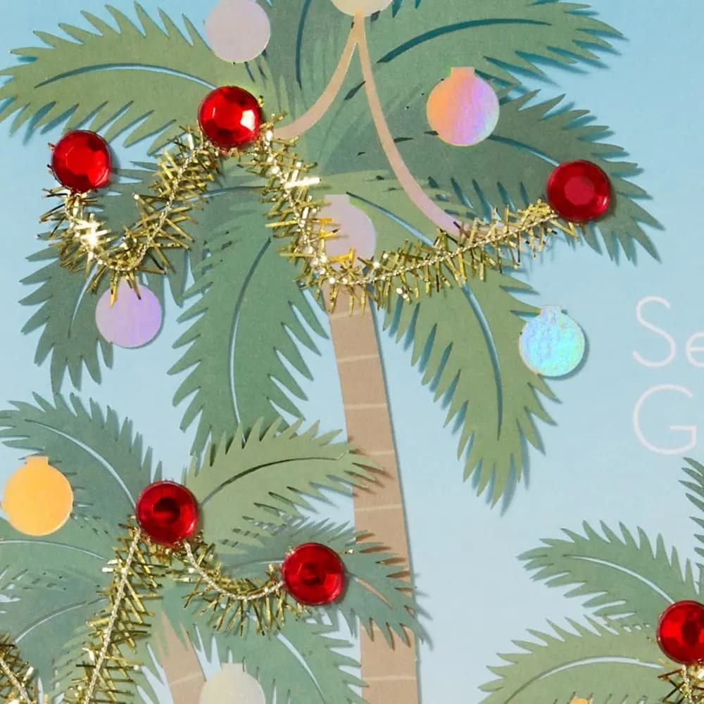 Palm Trees and Ornaments Christmas Card