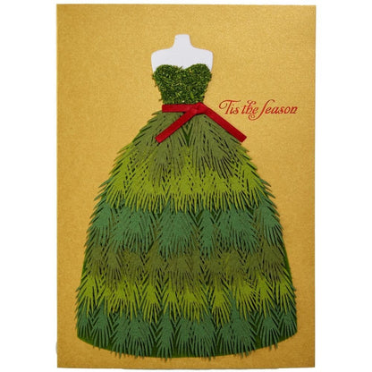 Pine Bough Dress Christmas Card