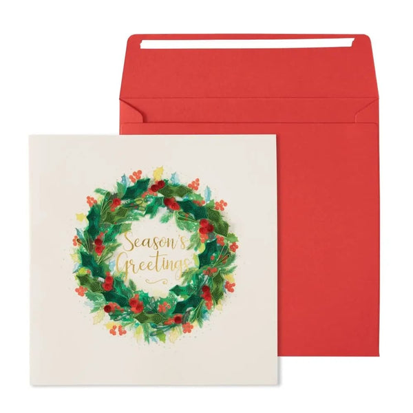 NIQUEA.D Christmas Card, Christmas Wreath, Includes A Holiday Sentiment...