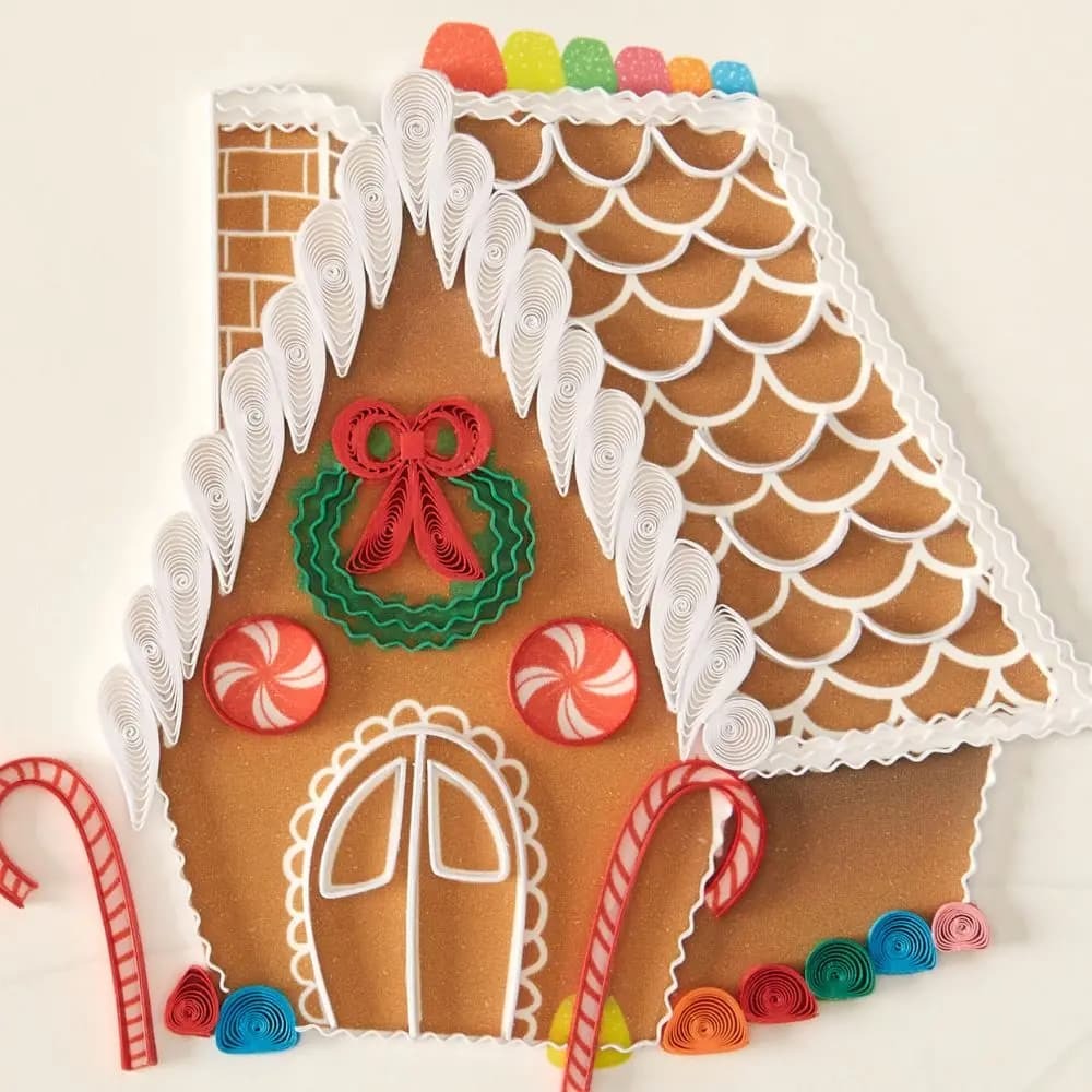 Quilled Gingerbread House Christmas Card