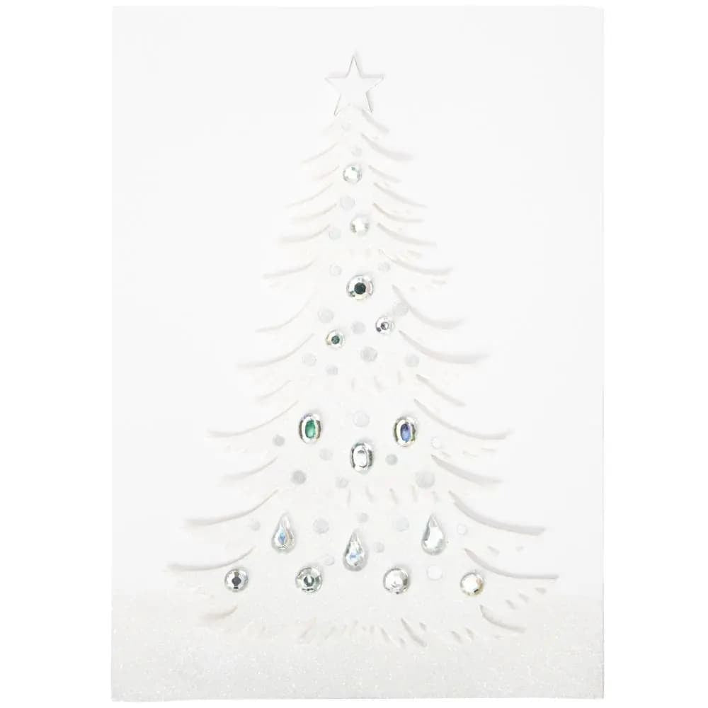 White Gem Tree Christmas Card