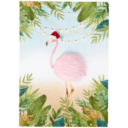 Fur Tip-On Flamingo Christmas Card