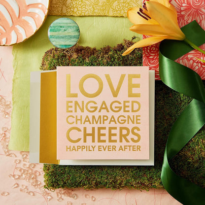 Stacked Words Engagement Wedding Card