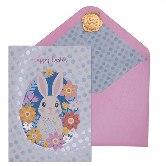 Handmade Rabbit in Egg Shape Easter Card