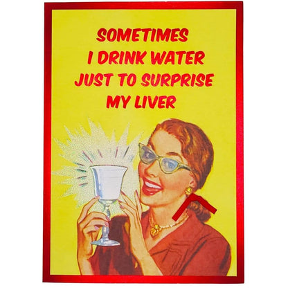 Vintage Woman with Glass of Water Friendship Card