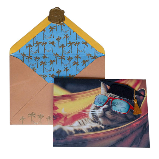 Cat Relaxing in Hammock Graduation Card