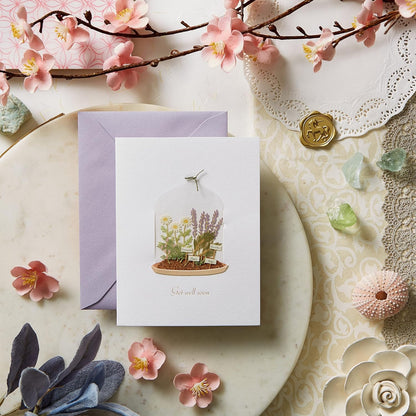 Plants in Cloche Get Well Card