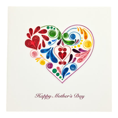 Quilled Flower Heart Mother's Day Card