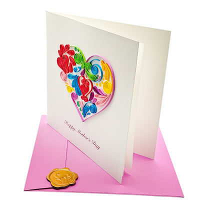 Quilled Flower Heart Mother's Day Card