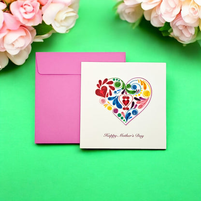 Quilled Flower Heart Mother's Day Card
