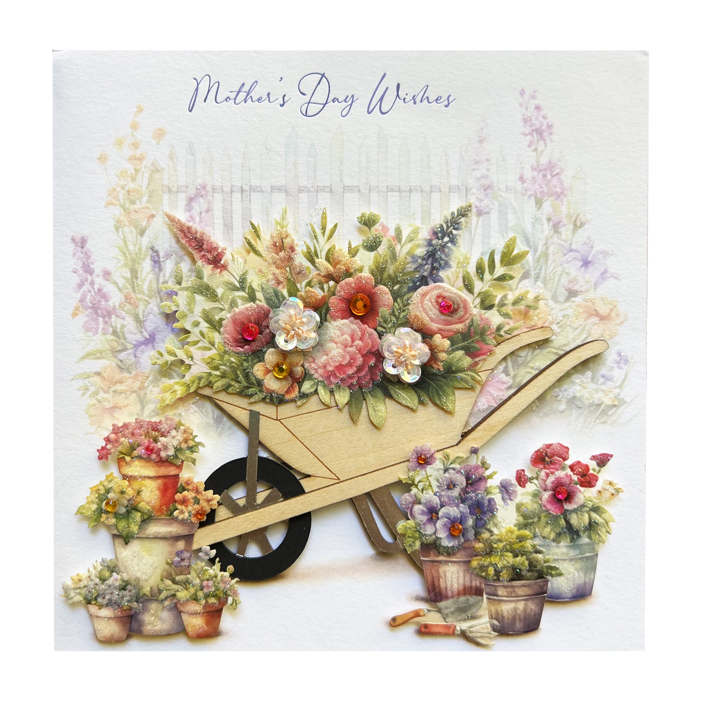 Handmade Flowers and Wheelbarrow Mother's Day Card